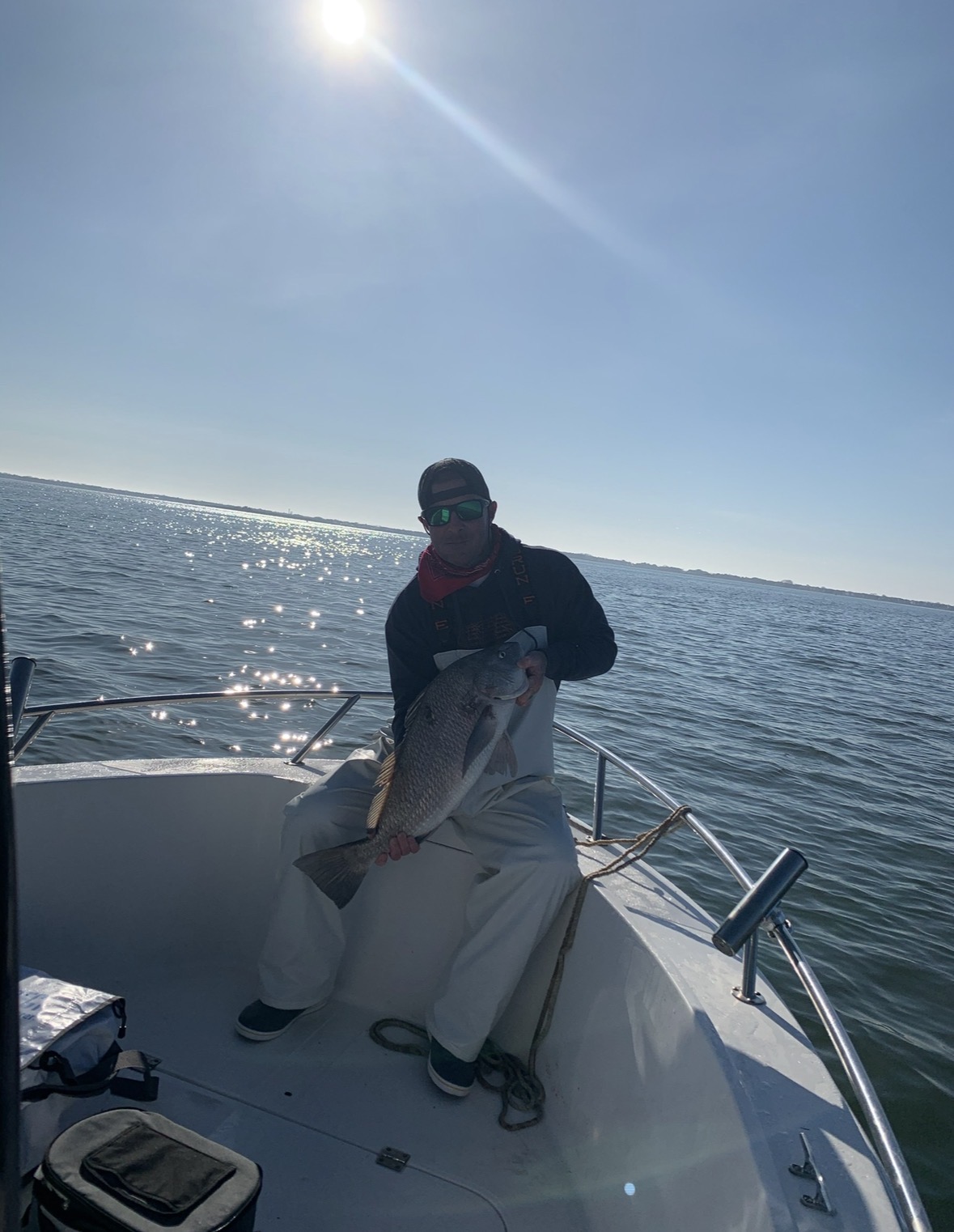 Craig with a black drum caught on Barnegat Bay