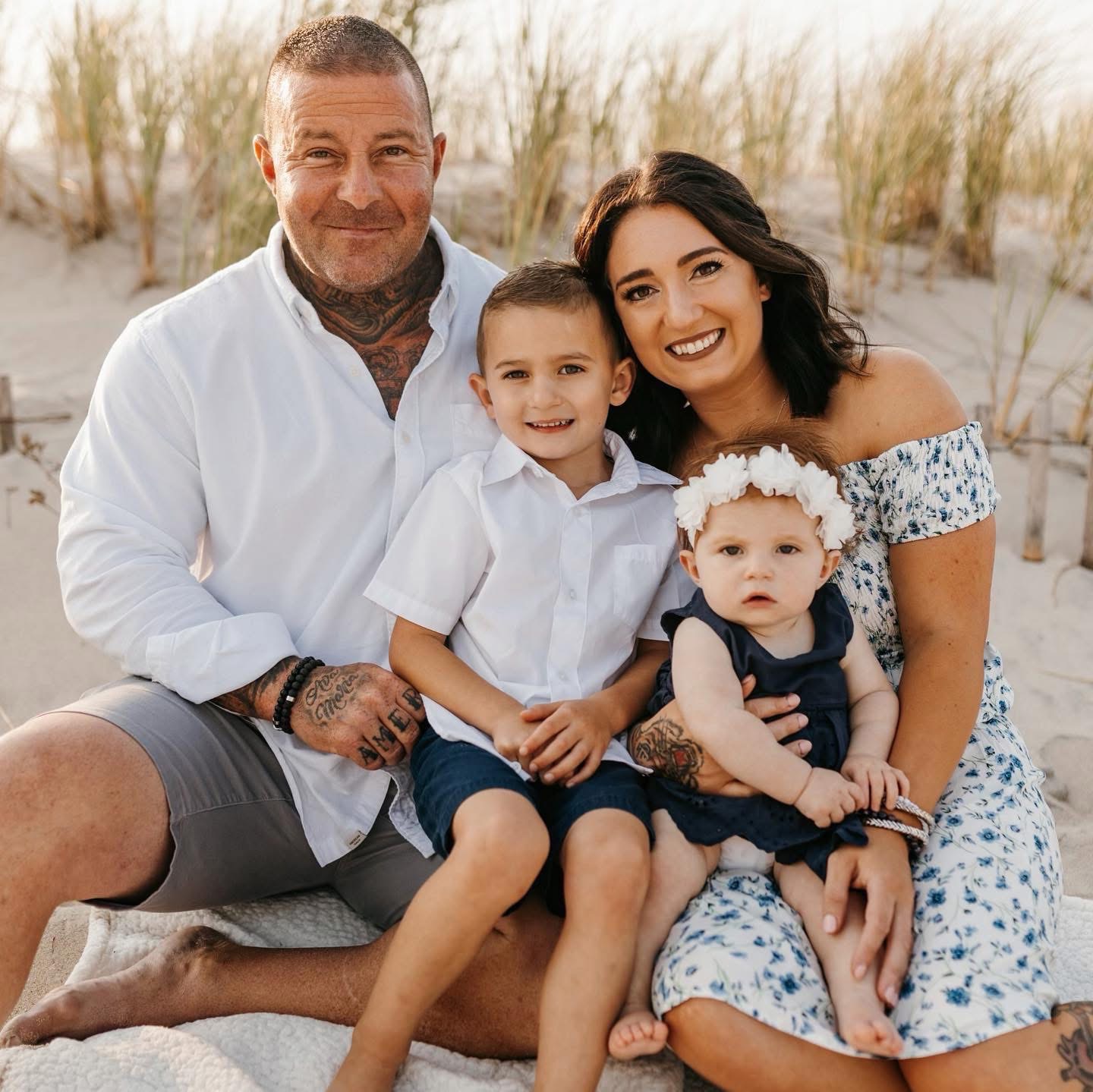 Craig with his family on the beach at Long Beach Island