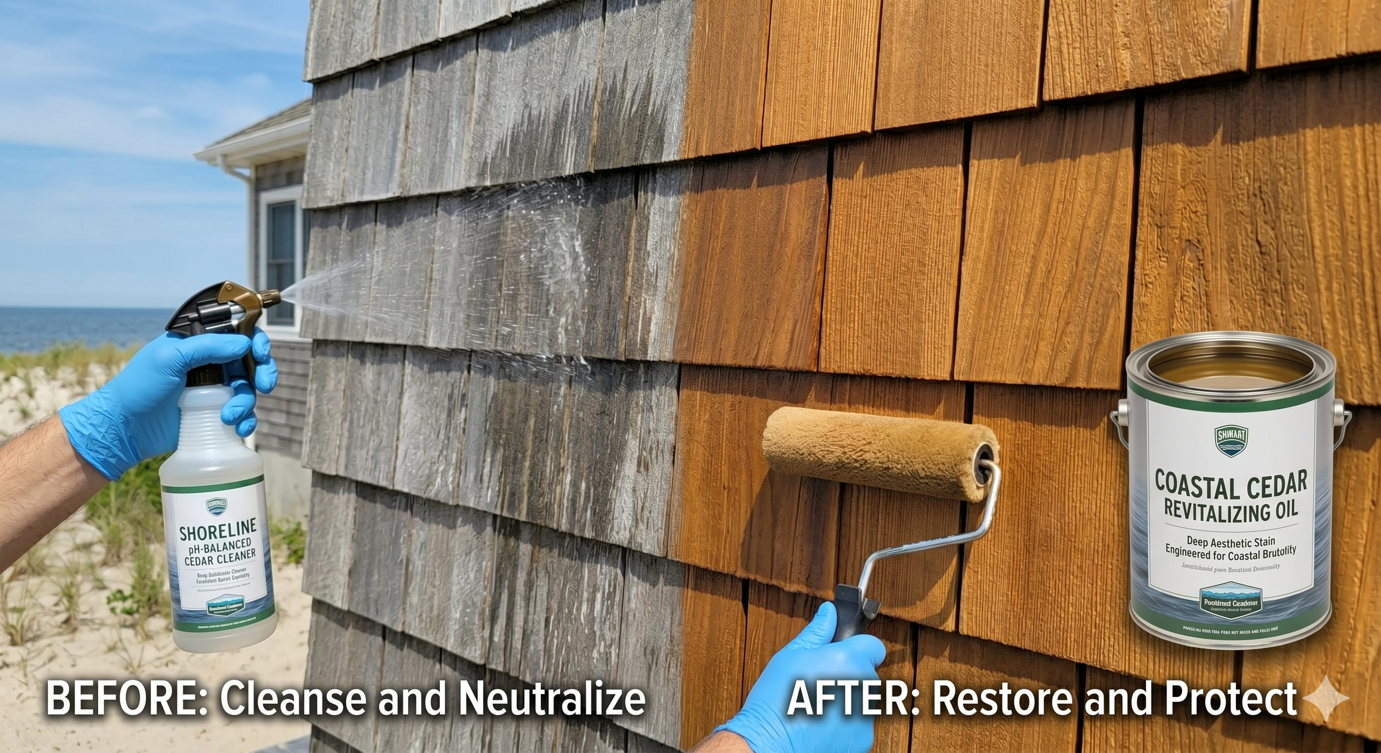 Revitalized cedar siding with restored natural warmth
